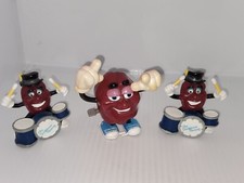 1988 Vintage California Raisins Figures, Lot of 3, Two Drummers One Wind Up.