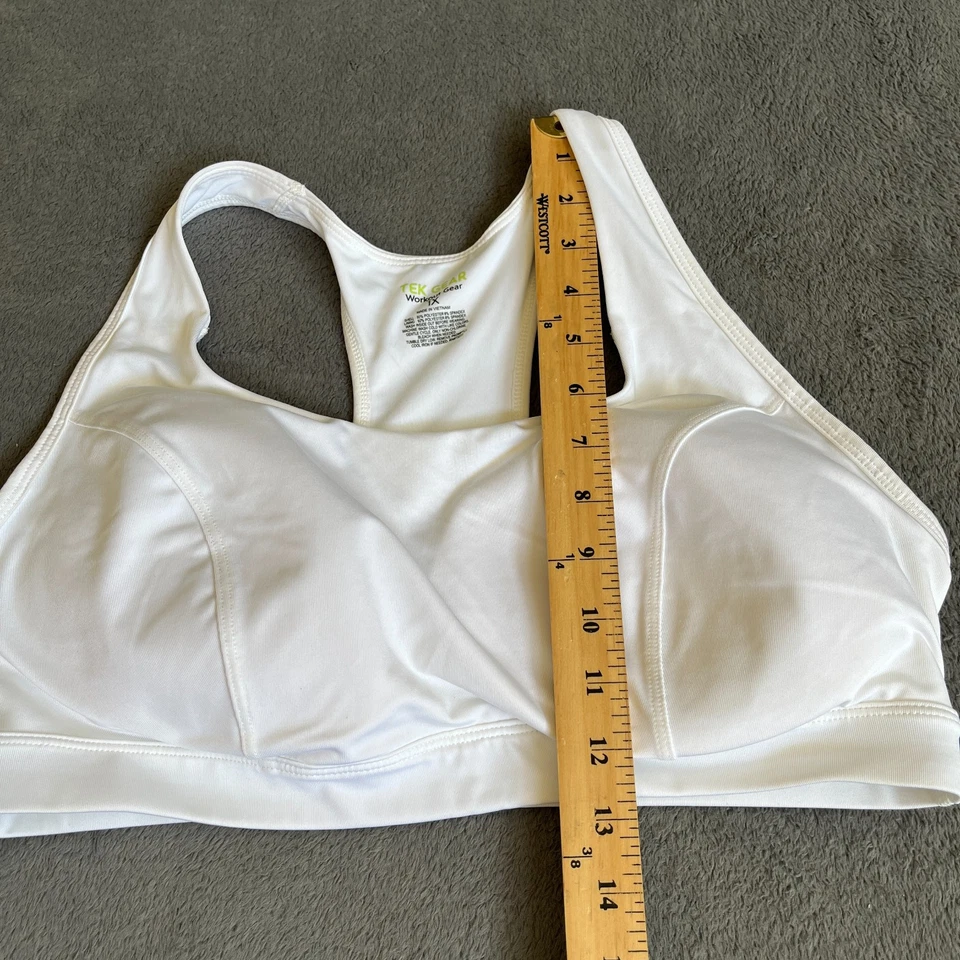 Sujetador deportivo TEK GEAR blanco equipo de entrenamiento ropa deportiva para mujer talla X1 Foto 3 de 4