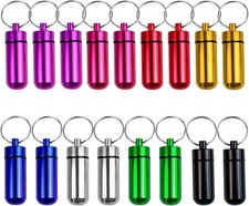 15pcs Mini Waterproof Aluminum Pill Box Medicine Case Container Bottle Keychain