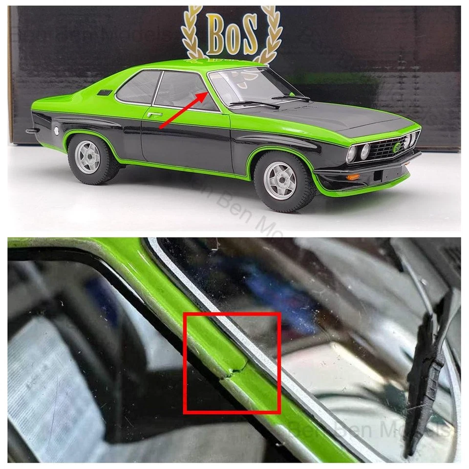 BOS 1:18 1975 Opel MANTA TE 2800 COUPE Green & Black BOS108 Resin Model Car Used - Image 4 of 4