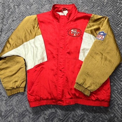 Vintage San Francisco 49ers Mens Medium NFL Satin Quilted Bomber Jacket Apex-One