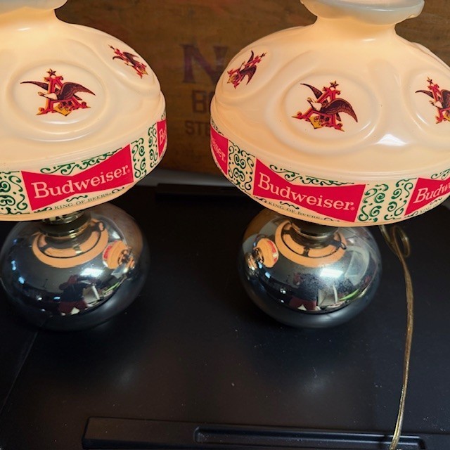Nice Pair of Budweiser Beer Lantern Sconce Lights Vintage