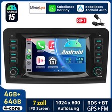 F&uuml;r Mercedes-Benz ML GL Klasse W164 X164 Android15 Autoradio CarPlay GPS WIFI BT