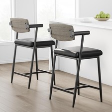 Barhocker Barstuhl Tresenhocker Hocker mit Rückenlehne Kunstleder gepolstert