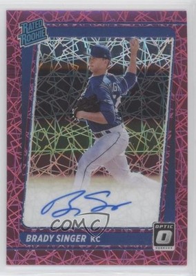 2021 Panini Donruss Optic Pink Velocity Prizm 55/75 Brady Singer Auto RC uk2