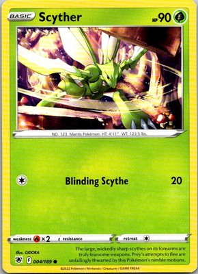 Pokemon Scyther (004) Normal Common SWSH10: Astral Radiance 004/189 NM