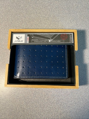 #ad J. Fold Cobalt Bifold Men#x27;s Wallet Perforated Credit Card Folding Brand New Blue $29.99