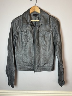 J W Style  Faux Leather Zip Lightweight Short Jacket Women Small