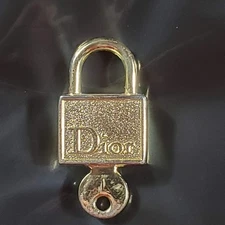 Dior Gold Lock Zipper Pull Charm Pendant Authentic Double Sided