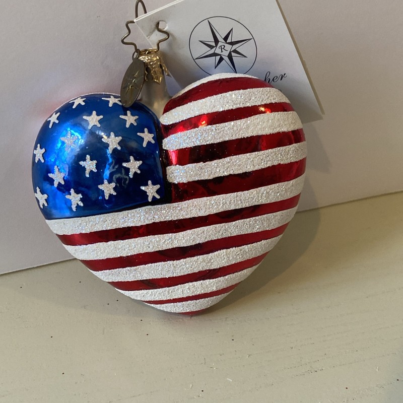 Christopher Radko America's Heart Gem Christmas Ornament