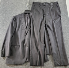 Brooks Brothers Suit Men 42L Charcoal Stripe Estrato Togna Wool Fitzgerald 38x32