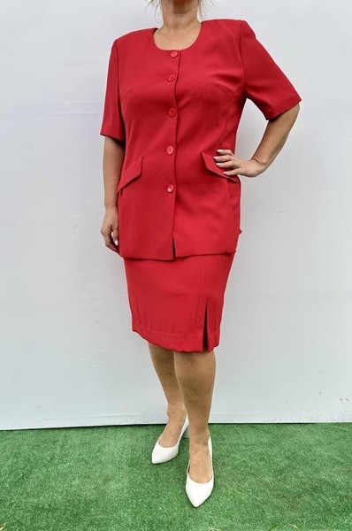 Women Alexander Wang Suit Red Chiffon 46 / 3XL /