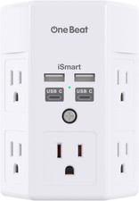 5 Outlet Wall Extender Surge Protector Multi Plug Adapter with USB Charger Ports