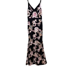 Xscape Formal Black Evening Dress Floral Ribbon Embellishments New Years 4 Read