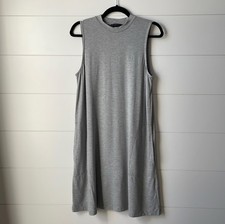 J.CREW Casual Gray Jersey Tank Dress Sleeveless Knee Length Pockets Size S