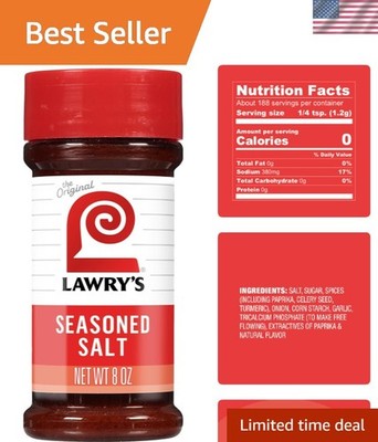 Versatile 8oz Lawry s Seasoned Salt - No MSG, Perfect for Beef, Pork & Poultry