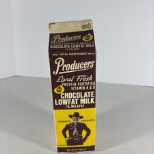 1950's Hopalong Cassidy Producers Chocolate Low Fat.1/2 Gal. MILK Carton - Empty