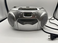 Emerson CD Player Cassette Boombox Radio FM Stereo Silver Portable Working