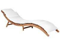 Gartenliege Akazienholz Heller Holzfarbton Mit Auflage Creme Weiß Klappbar Luino