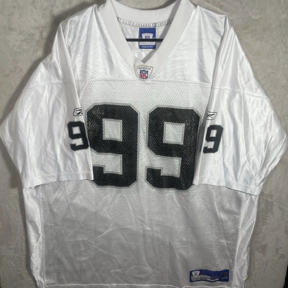 Camiseta deportiva Warren Sapp Oakland Raiders Reebok adulto XXL blanca negra plateada para hombre’s  Foto 2 de 4