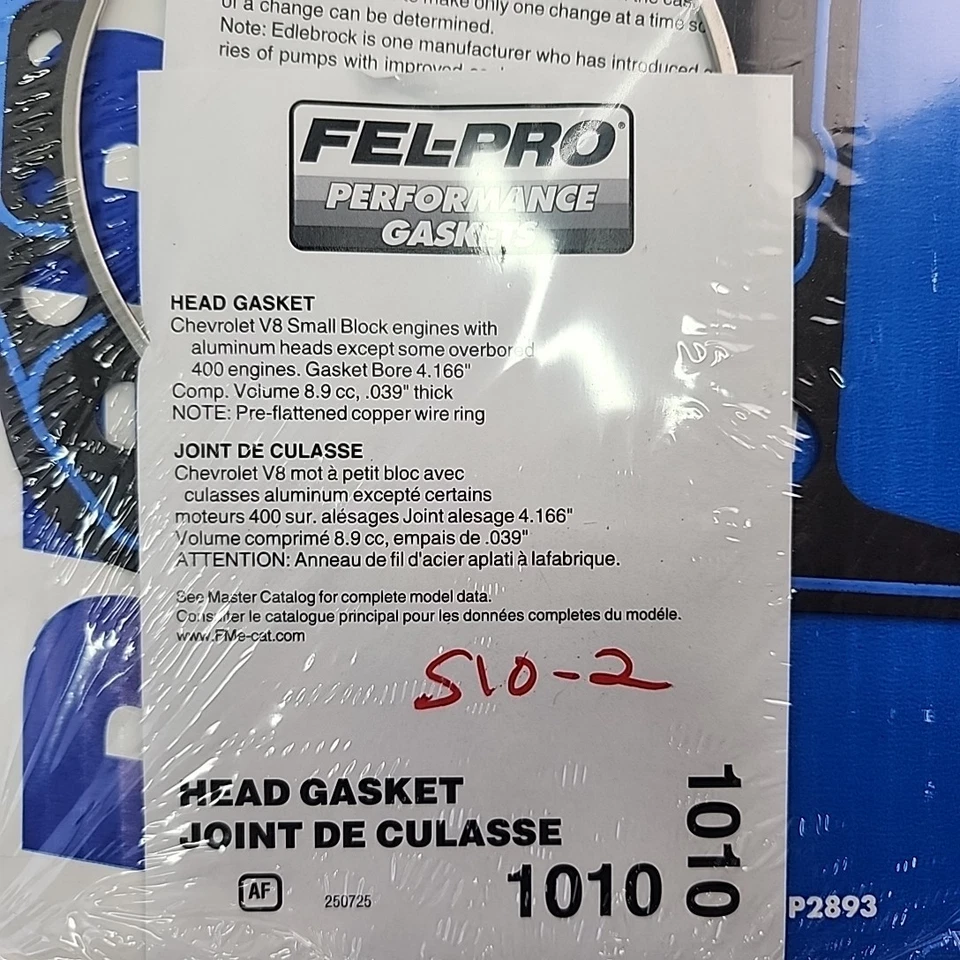 2x juntas de cabezal BLEM FELPRO PERFORMANCE 1010 para Gen I SBC 265 283 307 327 400 Foto 2 de 4