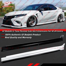 For 18-24 Toyota Camry GF Bodykit Pearl White Black 2 Toned Side Skirt Extension
