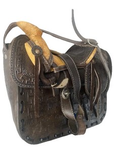 Sacs Corne De Selle En Cuir Vintage – Équipement Western Pour Cheval (ancien)