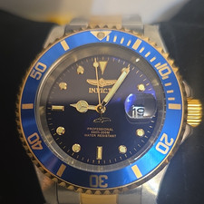 Invicta Pro Diver Quartz Blue Dial Stainless Steel Gold 200m Men's Watch 26972