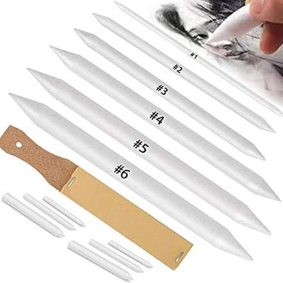 12 PCS Blending Stumps and Tortillions Paper Art Blenders with Sandpaper Pencil