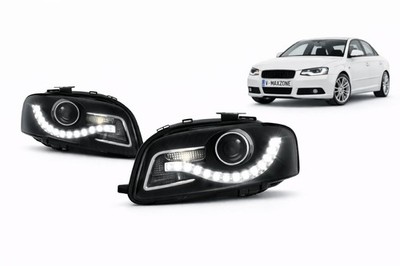 Set Headlights TFL for Audi A4 B7 2004 2005 2006 2007 VP503 Black LHD