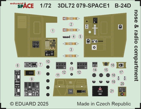 MW22 Eduard 3DL72079 B-24D Nose & Radio Compartment Space 1/72 3D Decal For Air-image