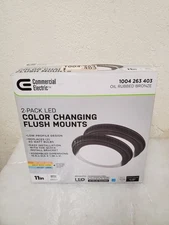 *2PK* Commercial Electric 11 in Oil Rubbed Bronze Color Changing LED Flush Mount