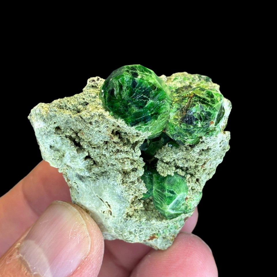 Natural Green demantoid garnet crystal cluster on Matrix, rare Andradite Mineral - Image 3 of 4