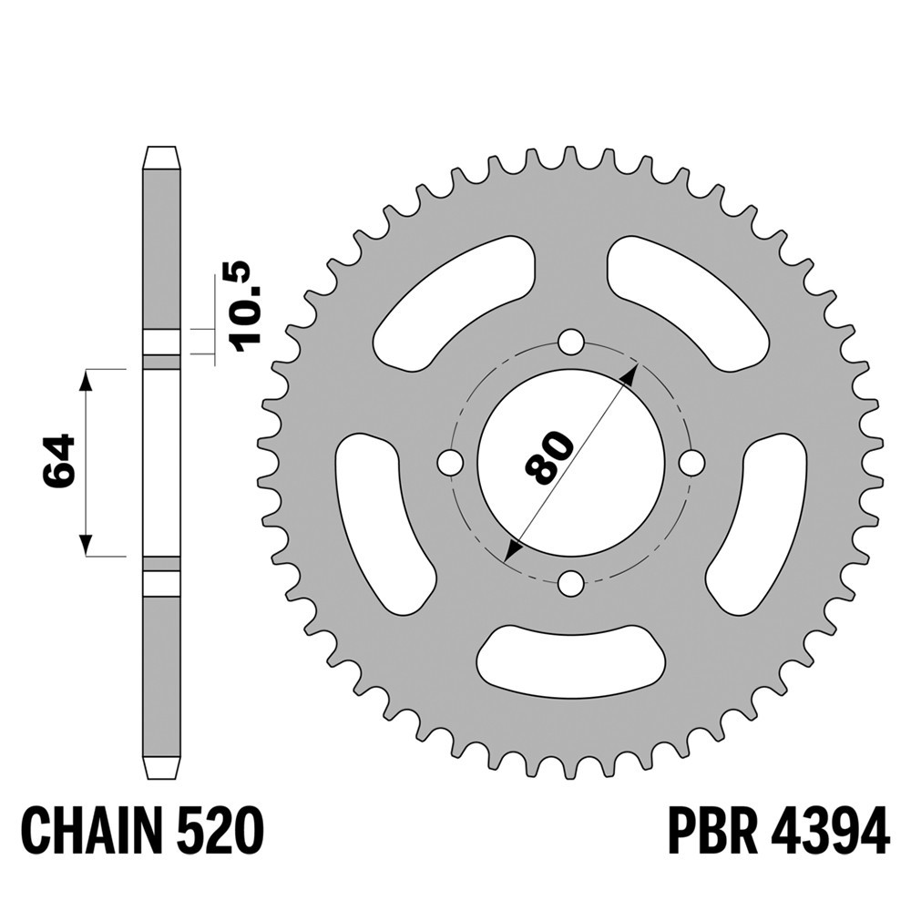 Pignon arrière PBR 32 dents fer pas 520 pour réparer la chaîne YAMAHA GRIZZLY 125