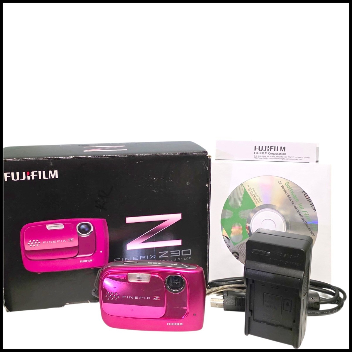 FUJIFILM FinePix Z 本体 ピンク 充電器セット Fujifilm FinePix Z30 Pink Digital Camera Charger 16GB SD Card
