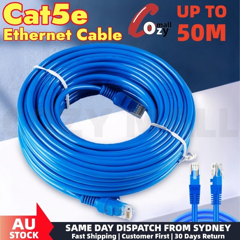 10m 15m 20m 25m 30m 40m 50m CAT5E Ethernet Cord Network LAN Cable Patch Lead