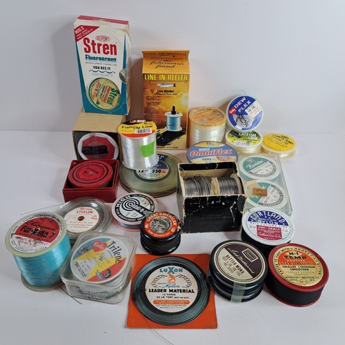 Vintage Lot Fishing Line Cortland Newton US Line & More + Line Winder 27 Reels - Picture 1 of 15