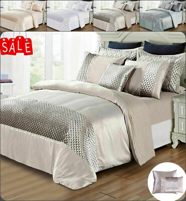 3 Stück Luxus Crushed Velvet Quilt Bettbezug Bettwäsche Set Double King Size