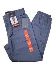 NWT GAP Womens Mid Rise Elastic Back Button Front Twill Jogger Blue Indigo XXL
