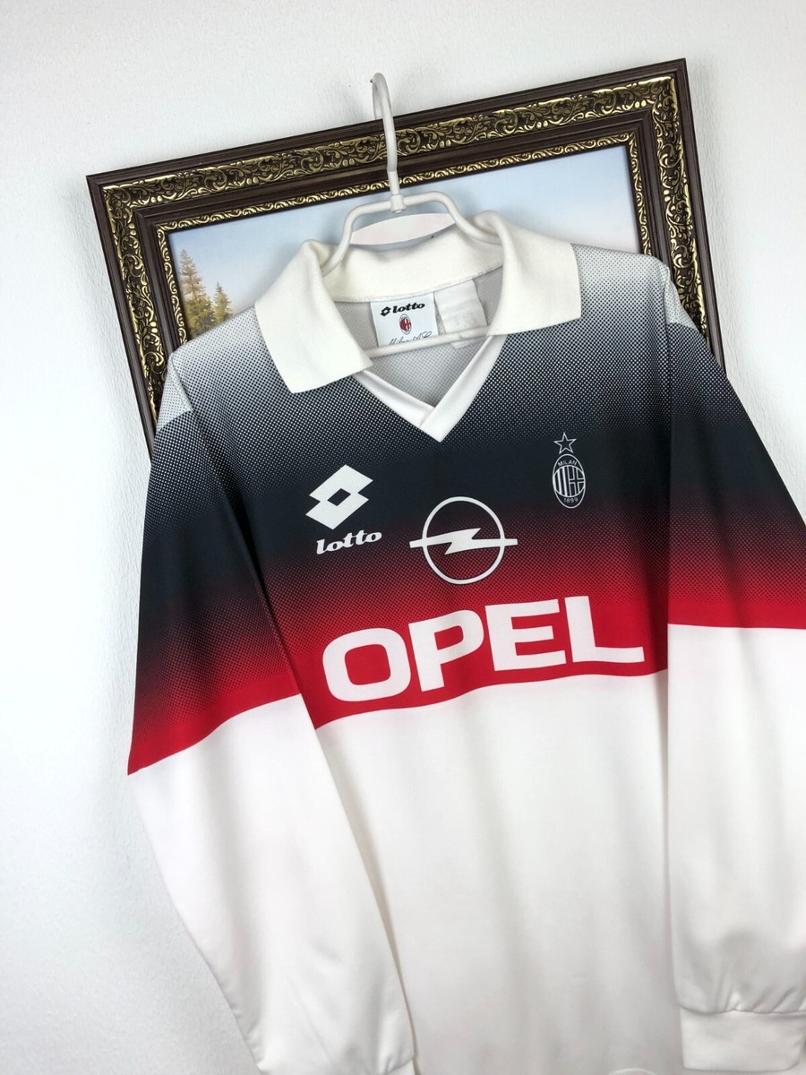 ウェア 90s LOTTO FC Milan Football Game Shirt Vintage 90's 1995 Lotto AC Milan Football Shirt Soccer Long