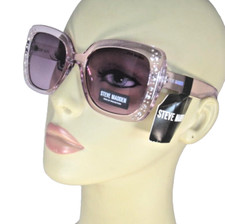 STEVE MADDEN Translucent Pink Sunglasses Bling-embellished Rims Pink Lenses