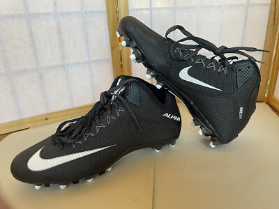 Nike Mens Alpha Pro 2 Mid Football CleatsBlack White Silver Sz 14 - NWOB!