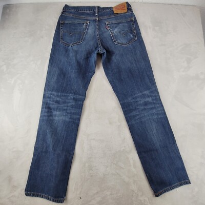 Levis Jeans Mens 31x31 Blue Dark Wash Distressed Denim Pants Zip