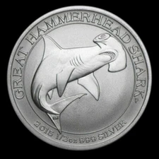 2015 Australia Hammerhead Shark Silver Coin - Hammer Shark in Coin Capsule - RARE
