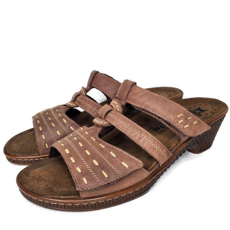 Mephisto Relax Mobils Brown Leather Slip Ons Heel Slides  display picture 3