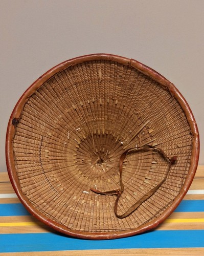 Authentic African Tribal Hat Leather & Straw Fulani Hat Mali West Africa Vintage - Picture 11 of 14