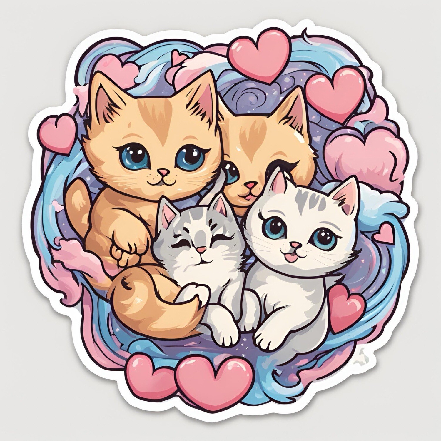 3x2.6” Cute Kitten Family AMAZING STICKER!
