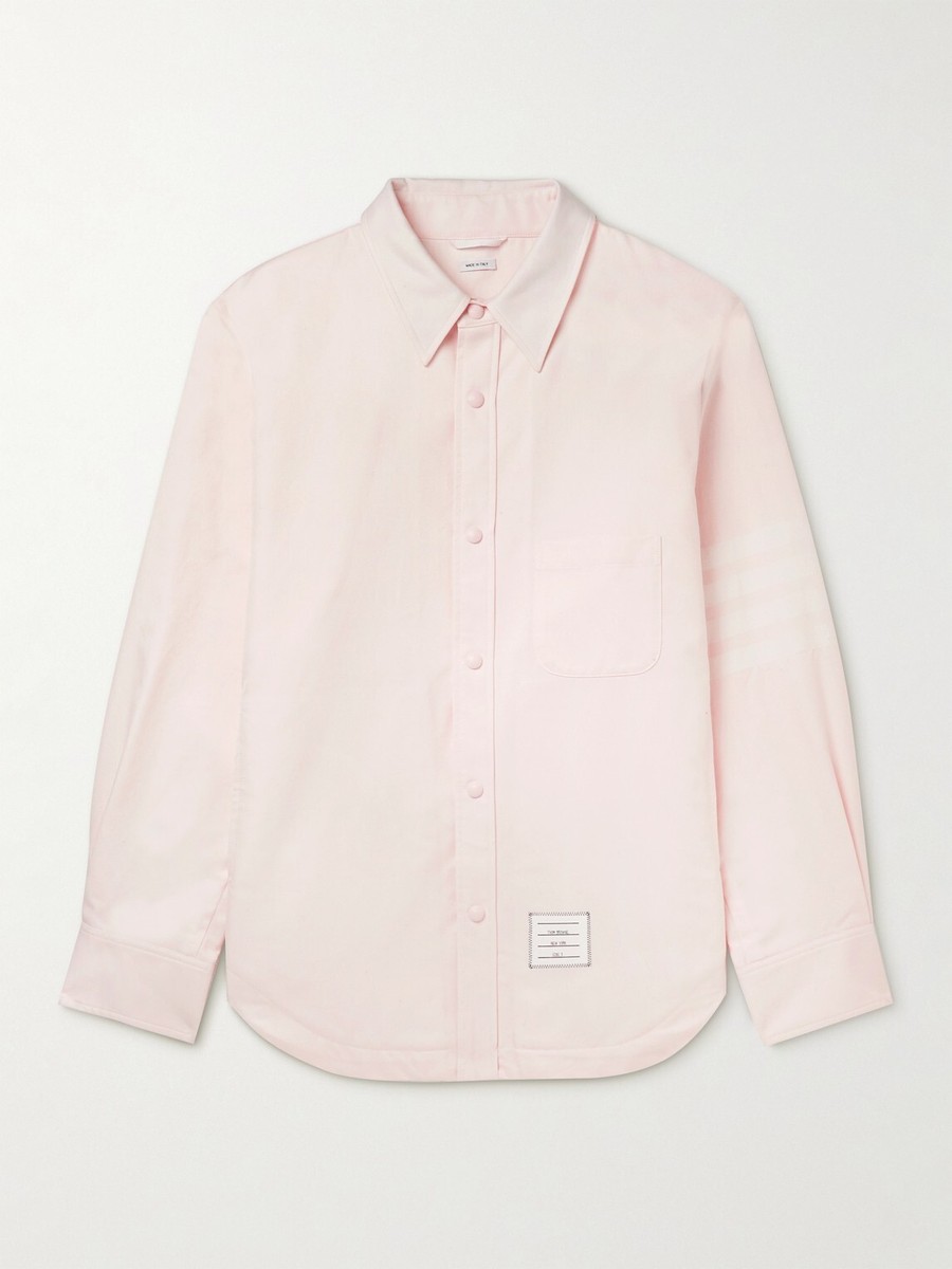 THOM BROWNE. NEW YORK / 長袖シャツ/--/コットン/PNK// $1490 BNWT THOM BROWNE Striped Cotton-Twill Overshirt Pink MJO055A