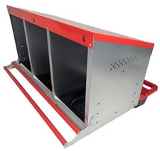Hen's Choice  - Roll Out Chicken Nest Box  Reversible - 3 Hole, Red, Clean Eggs