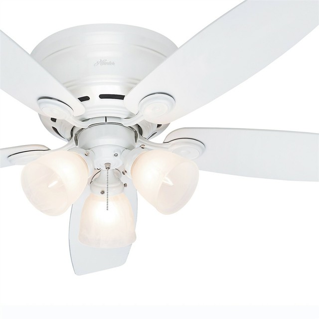 Hunter Fan 52 Inch Low Profile White Indoor Ceiling Fan With Light